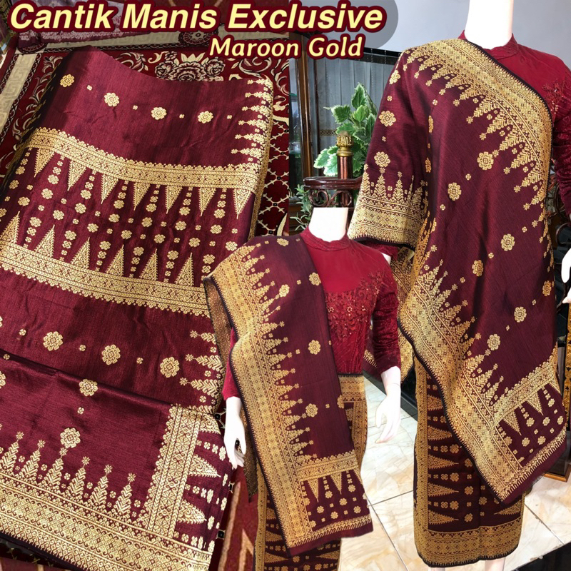 Songket Cantik Manis Exclusive Maroon Gold /songket tenun asli palembang /ilham songket palembang /s