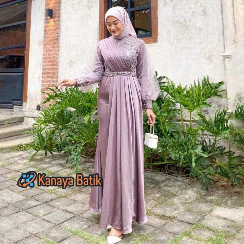 ADEVA DRESS BROKAT KOMBINASI / FASHION MUSLIM WANITA / GAMIS ADEVA / BISA COD /GAMIS KONDANGAN/GAMIS