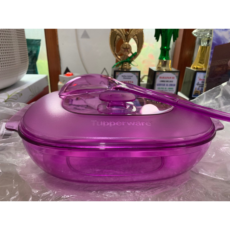 Ecer 1 Pcs Royale crystalline saucy server 1,8L Tupperware with spoon/ centong - ungu/prasmanan kris