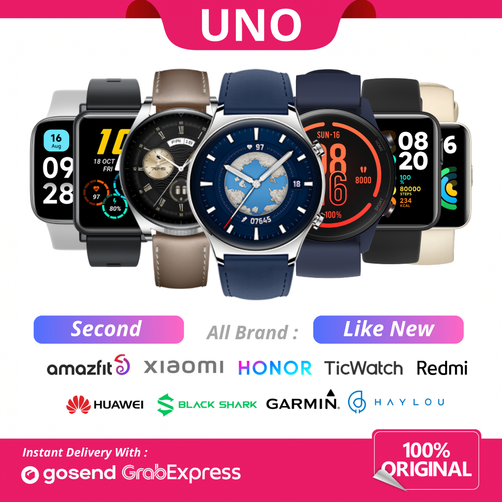 Smart Watch Second Amazfit Xiaomi Redmi Honor Huawei Ticwatch Smart watch Bekas Berkualitas