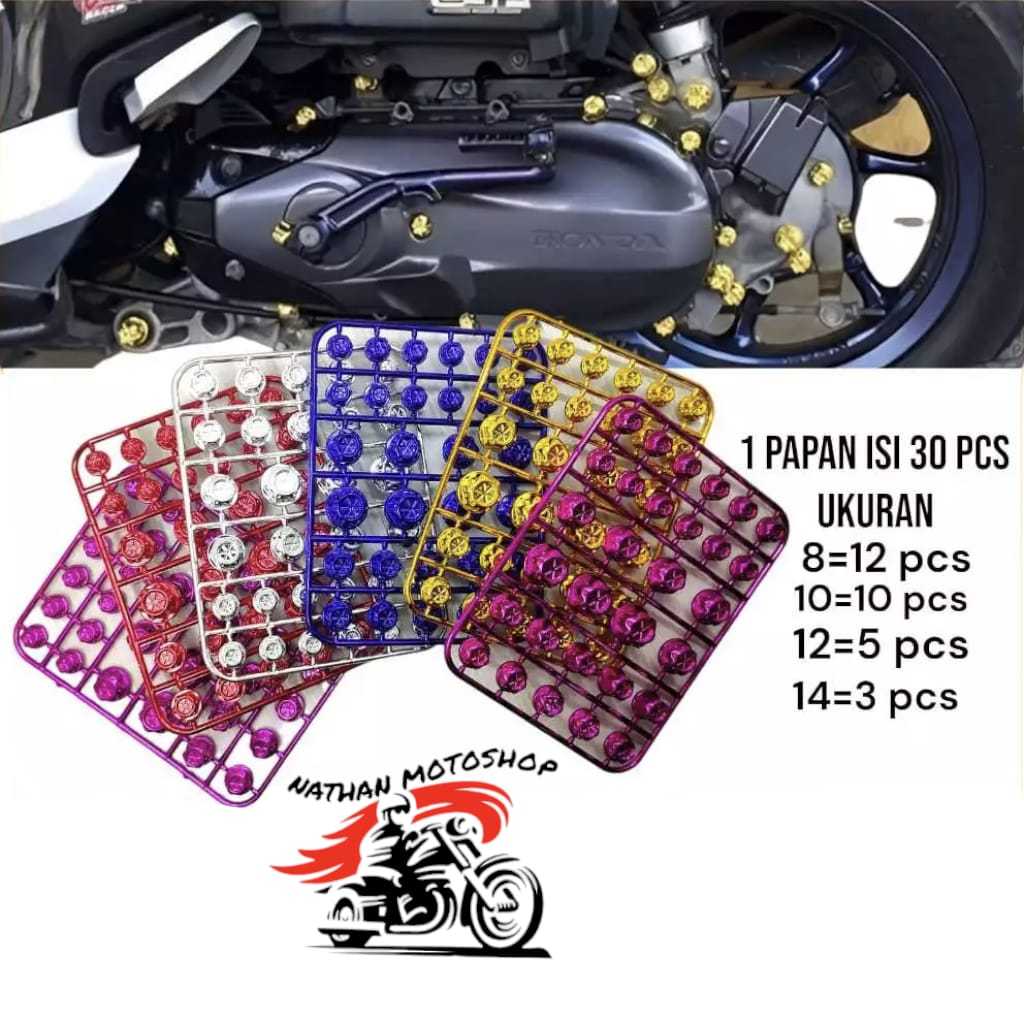 Cover baut probolt monel baut motor variasi ke semua motor universal ukuran baut 8 10 12 14