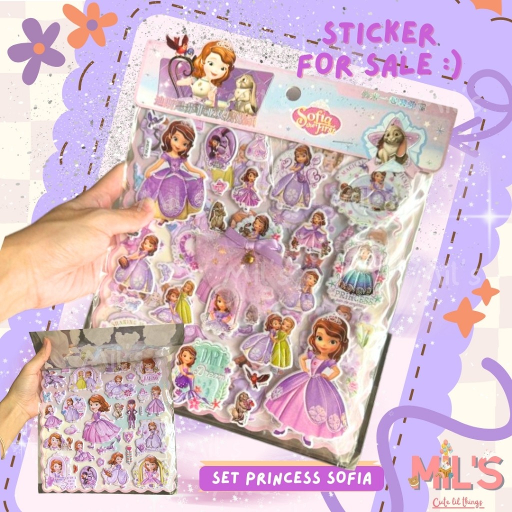 

[ CUTE MIL'S ] STICKER 3D SOFIA DISNEY PRINCESS STICKER ANAK PRINCESS PURPLE LUCU STIKER BAJU BOLAK BALIK FOR KIDS STICKER NOTEBOOK