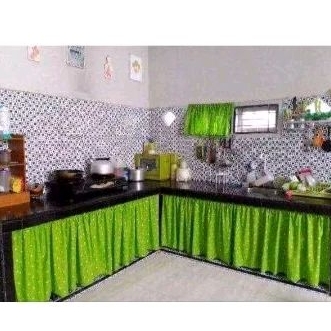 tirai dapur/ gorden kolong dapur doti hijau