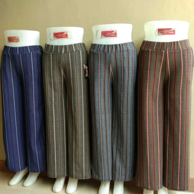 celana panjang kulot wanita motif salur terbaru 2023 kekinian celana kulot dewasa wanita panjang cel