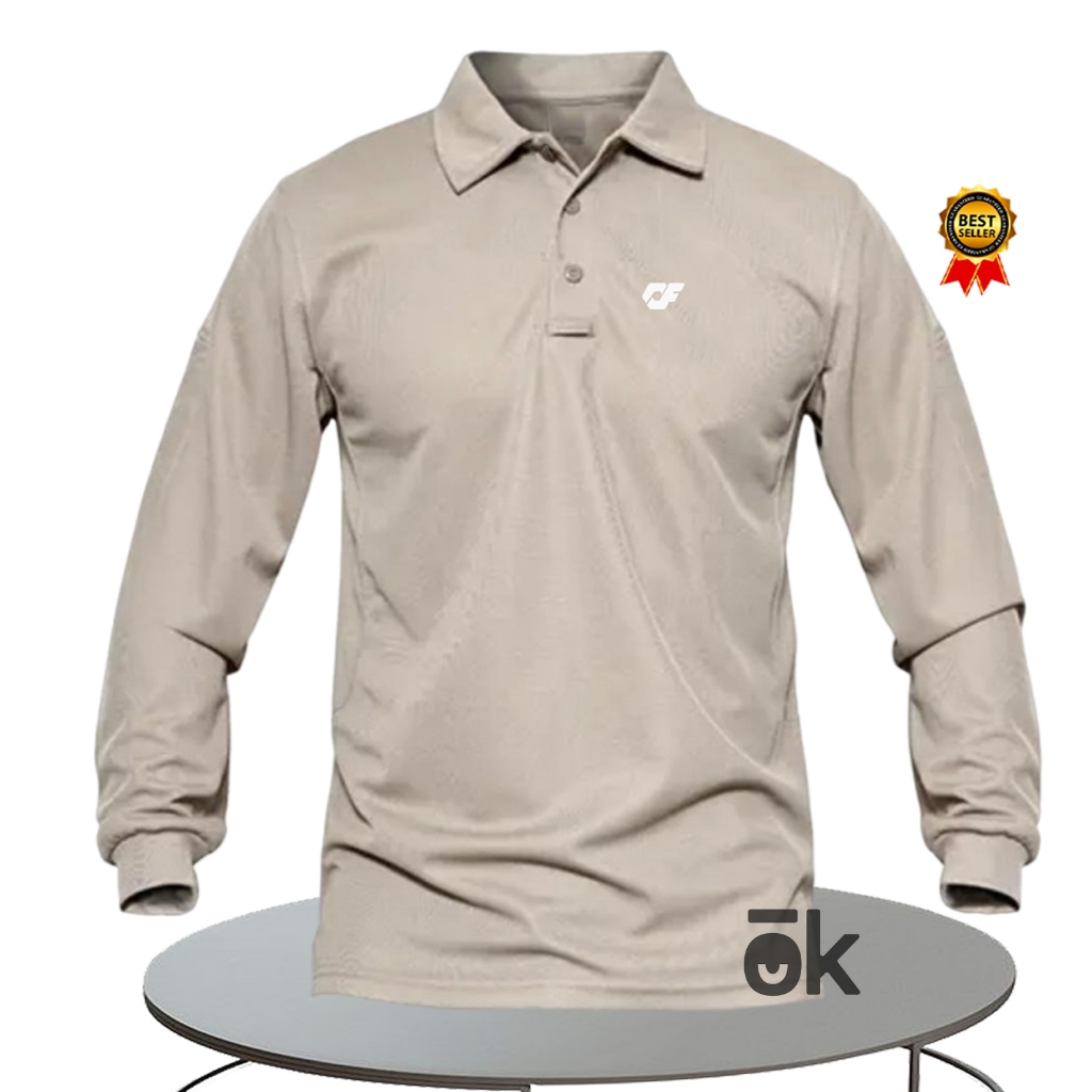 POLO Shirt KAOS POLO LENGAN PANJANG PRIA/WANITA POLO CF TEKS PUTIH//Kaos Kerah Polo Shirt Cotton CVC