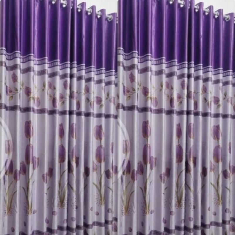 Gorden blackout import bunga tulip warna ungu 100% original tebal