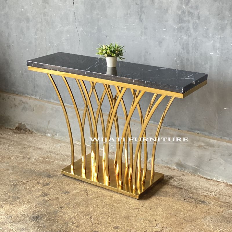 Meja Konsul Stainless Meja Konsul Gold Stainless Top Marmer