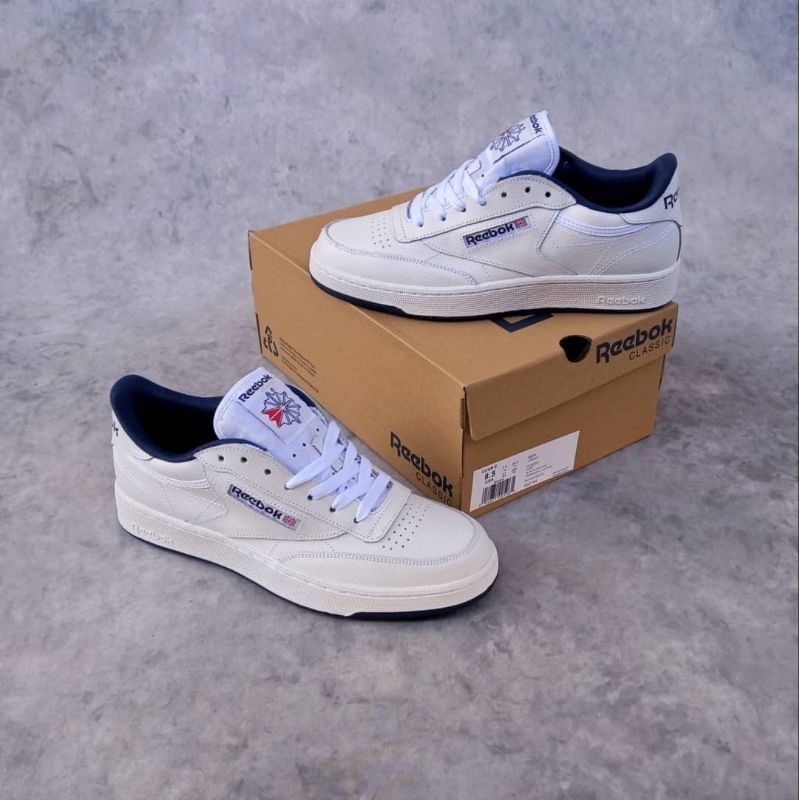 Sepatu Reebok Club C 85 Vintage White Navy Blue