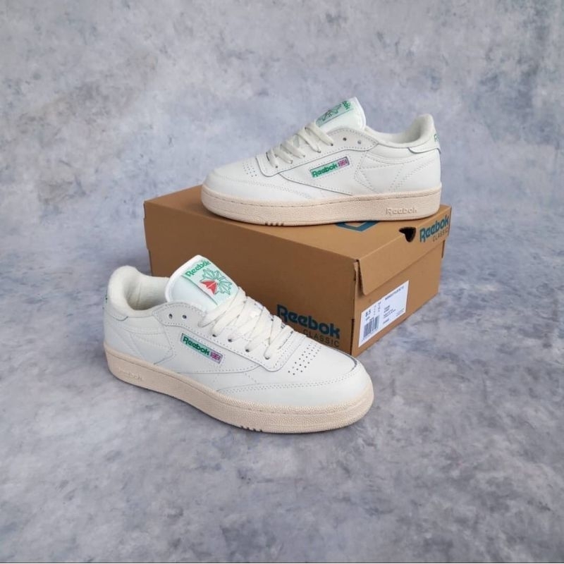 Sepatu Reebok Club C 85 TV Chalk Papper White Green