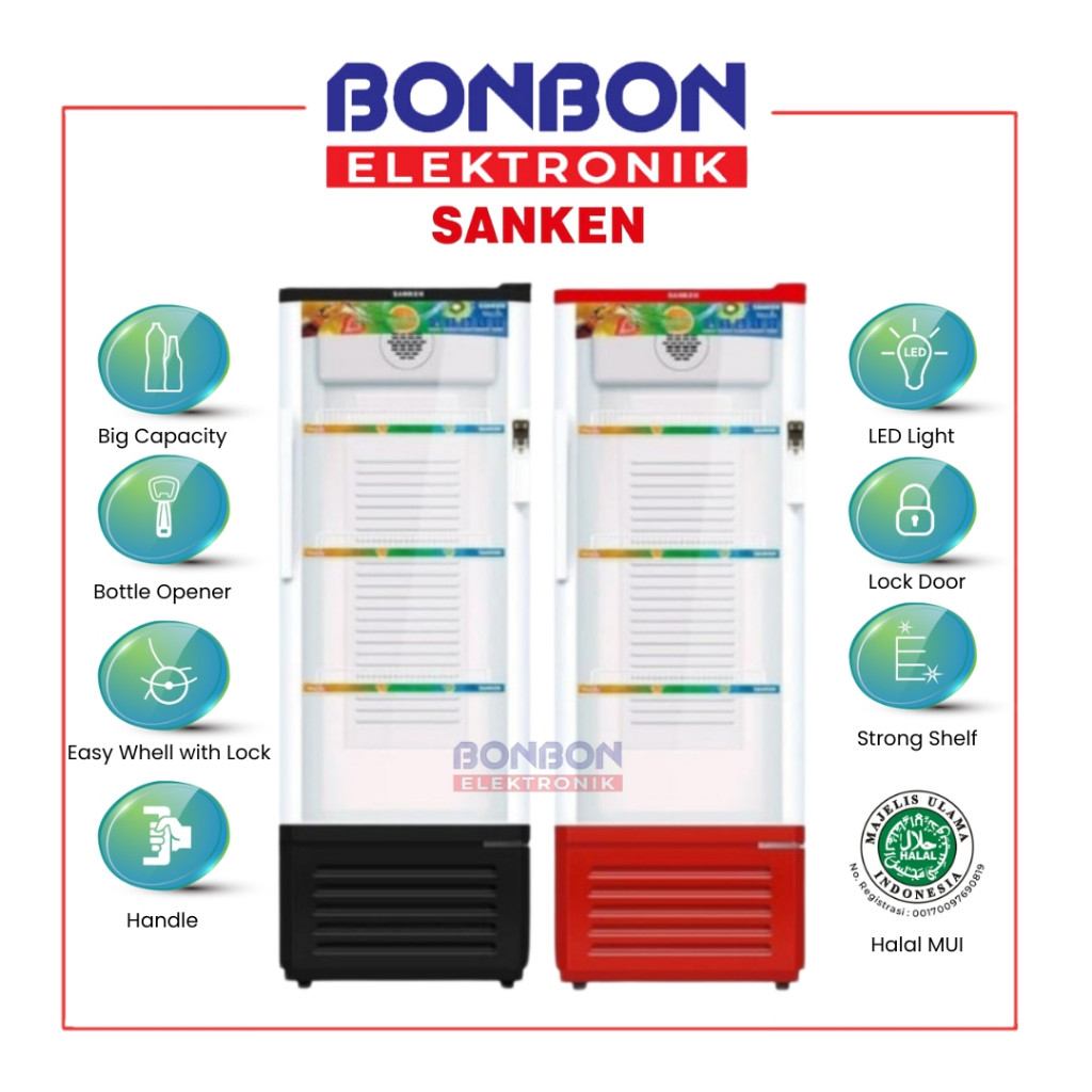 Sanken Showcase Display Cooler 180L SRS-189BK/189MR / SRS 189 BK MR