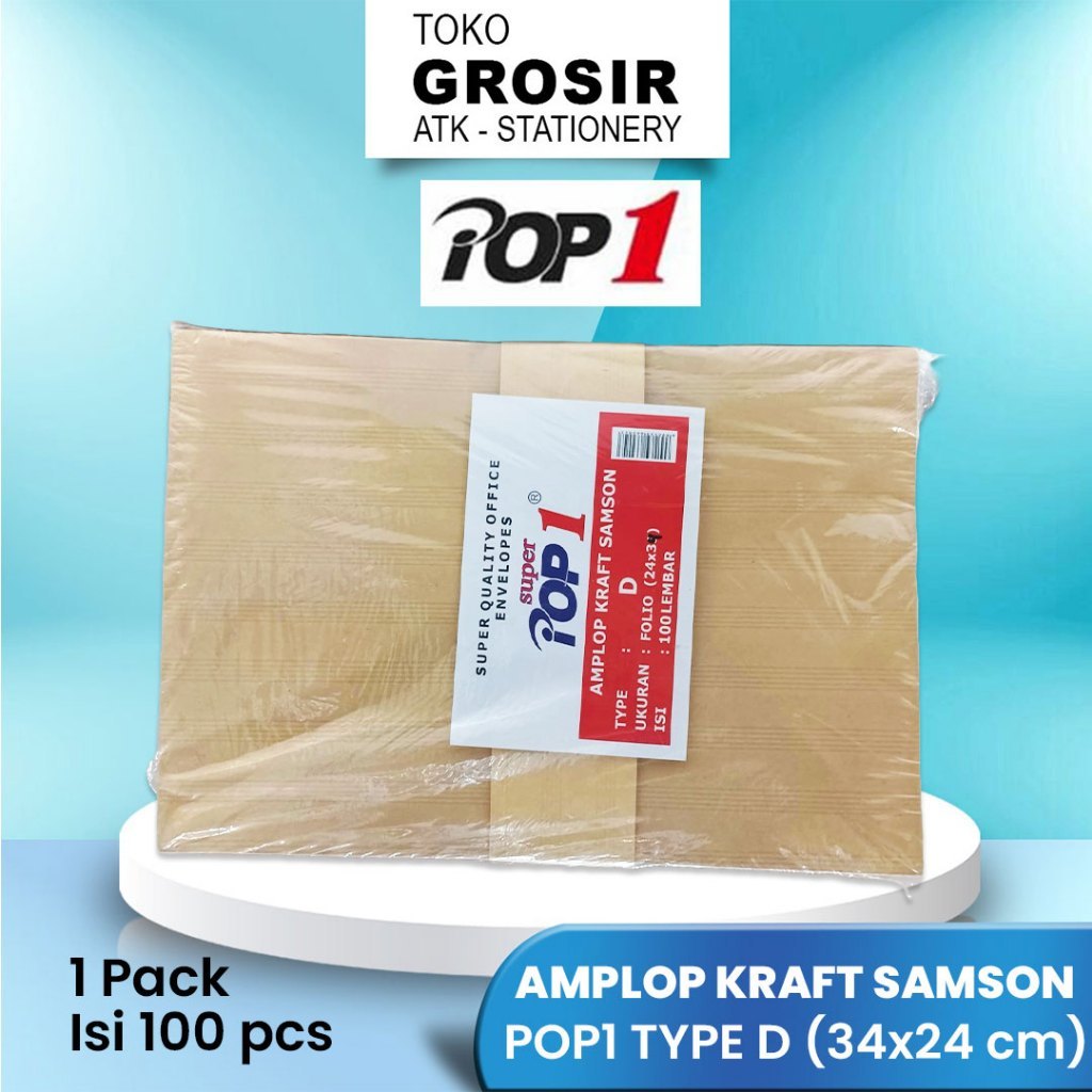 

AMPLOP KRAFT SAMSON POP1 TYPE D 34x24cm / 1 pack isi 100 pcs