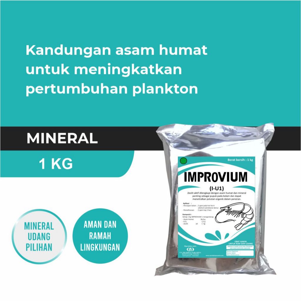 

Mineral Udang - Asam Humat Untuk Meningkatkan Pertumbuhan Plankton - IMPROVIUM 1 (1 kg)