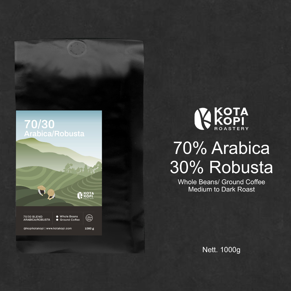 

Kota Kopi Roastery - House Blend Arabica Robusta 70/30 Biji Kopi 70% Arabica 30% 70-30 70:30 70 banding 30 Robusta Espresso kopi susu 1kg 1000 gram 500 gram 200 gram 1000g 500g 200g