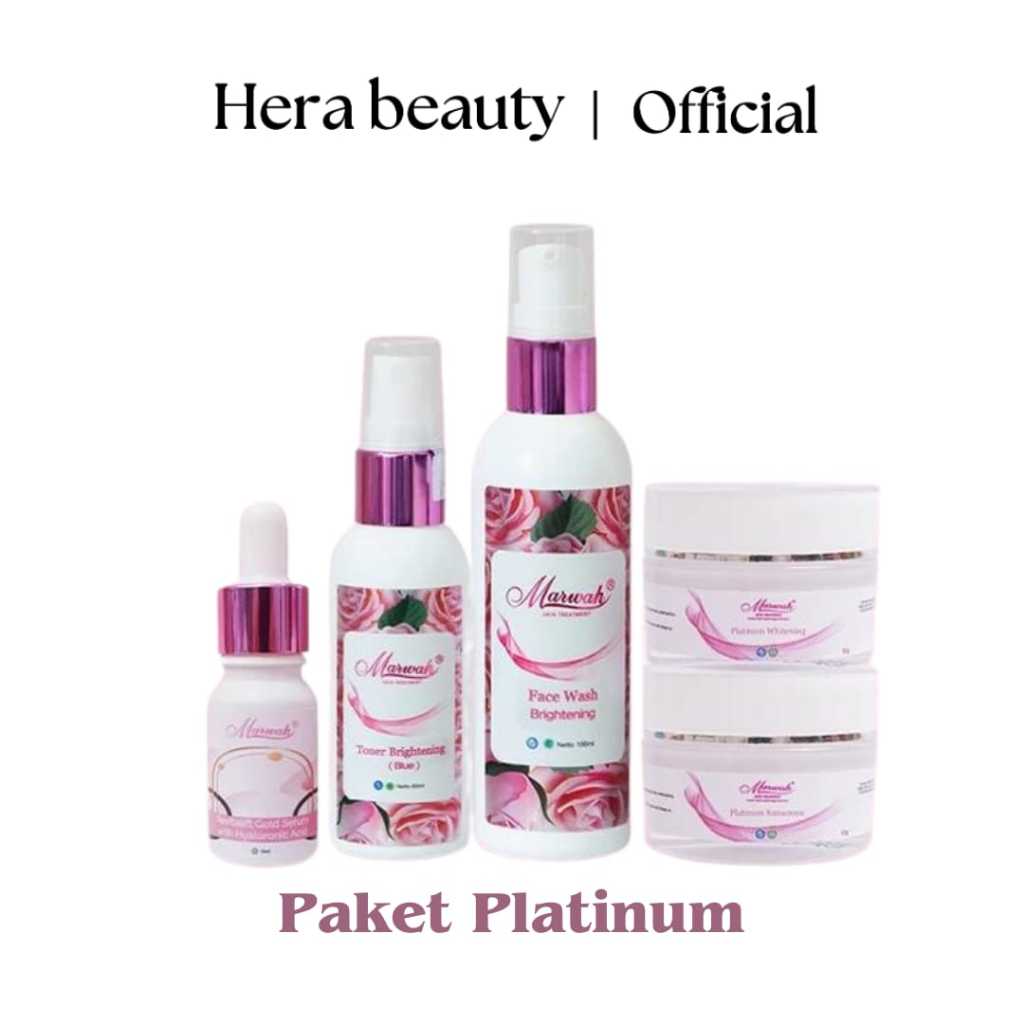 Marwah Skincare Paket Platinum  | Perawatan Kecantikan Kulit Wajah | Sensitif Kering Dan Normal | Or