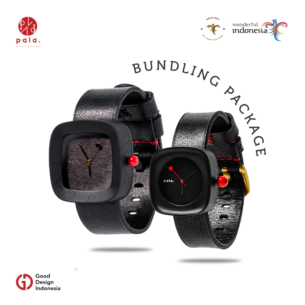 PALA Nusantara Bundling Cemani Jam Tangan Kayu Kulit Couple