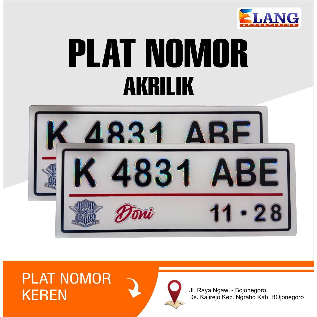 PLAT MOTOR KEREN | AKRILIK | HITAM | PUTIH