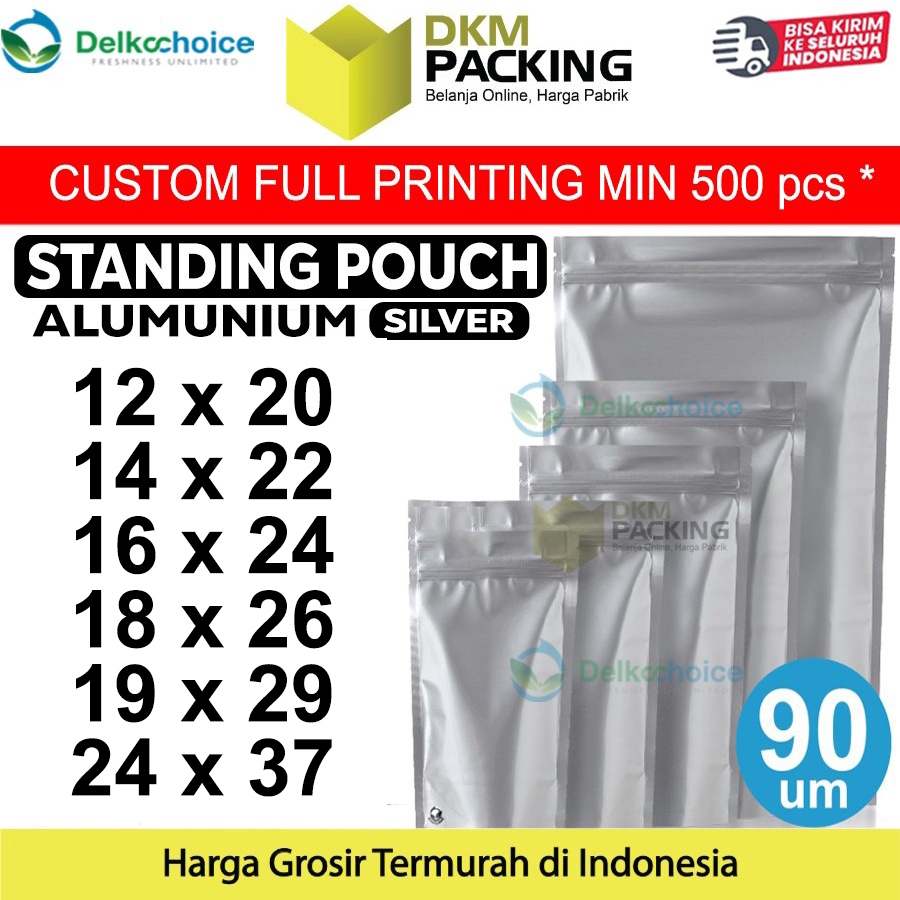 

Standing Pouch Silver Metalizing Alu Foil Delkochoice Kemasan Makanan