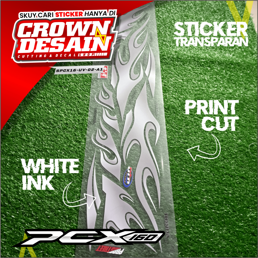 Striping Transparan PCX 160 Variasi Motif Api - Stiker Striping PCX 160 Desain Api Racing - SPCX16-U