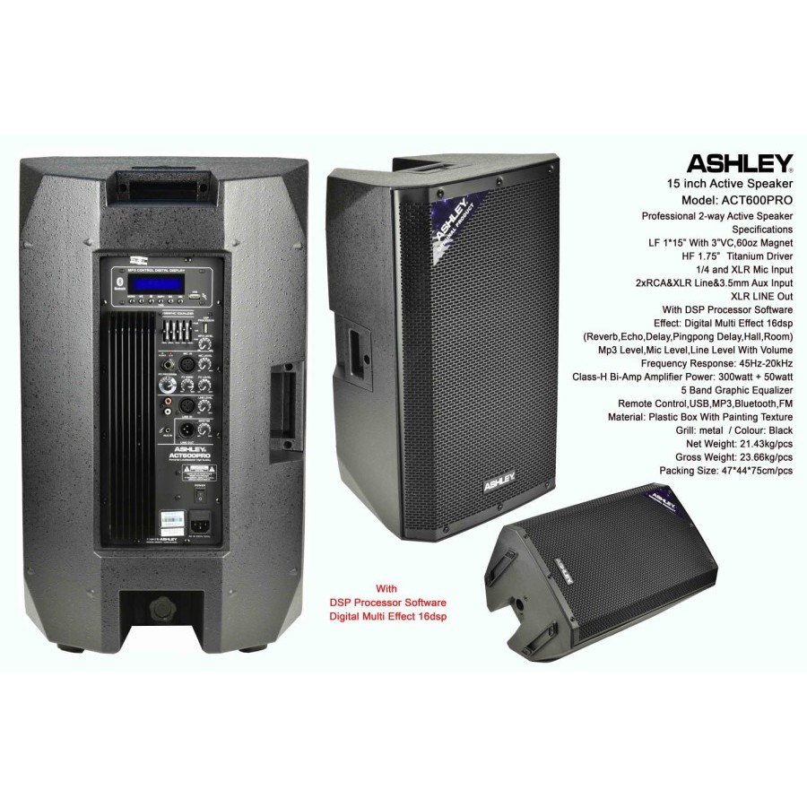 Speaker Aktif Monitor Ashley ACT600PRO 15inchi Class H 500 Watt Original ACT 600 PRO ACT 600PRO 15in 15 inch