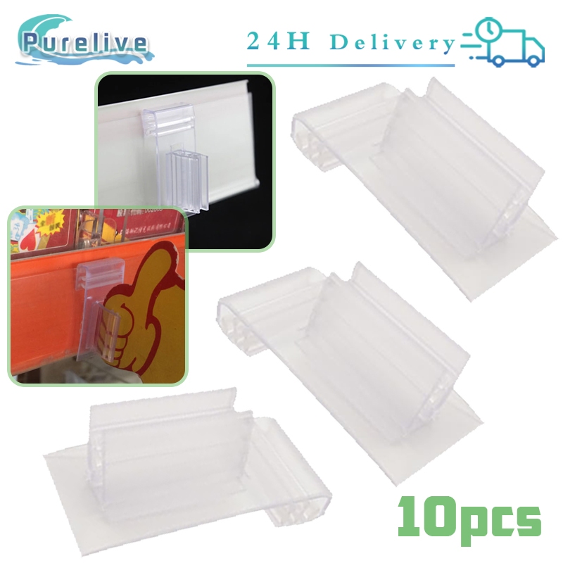 

10Pcs Clip On Pop Lurus Jepitan Harga Transparan Untuk Display Popcard