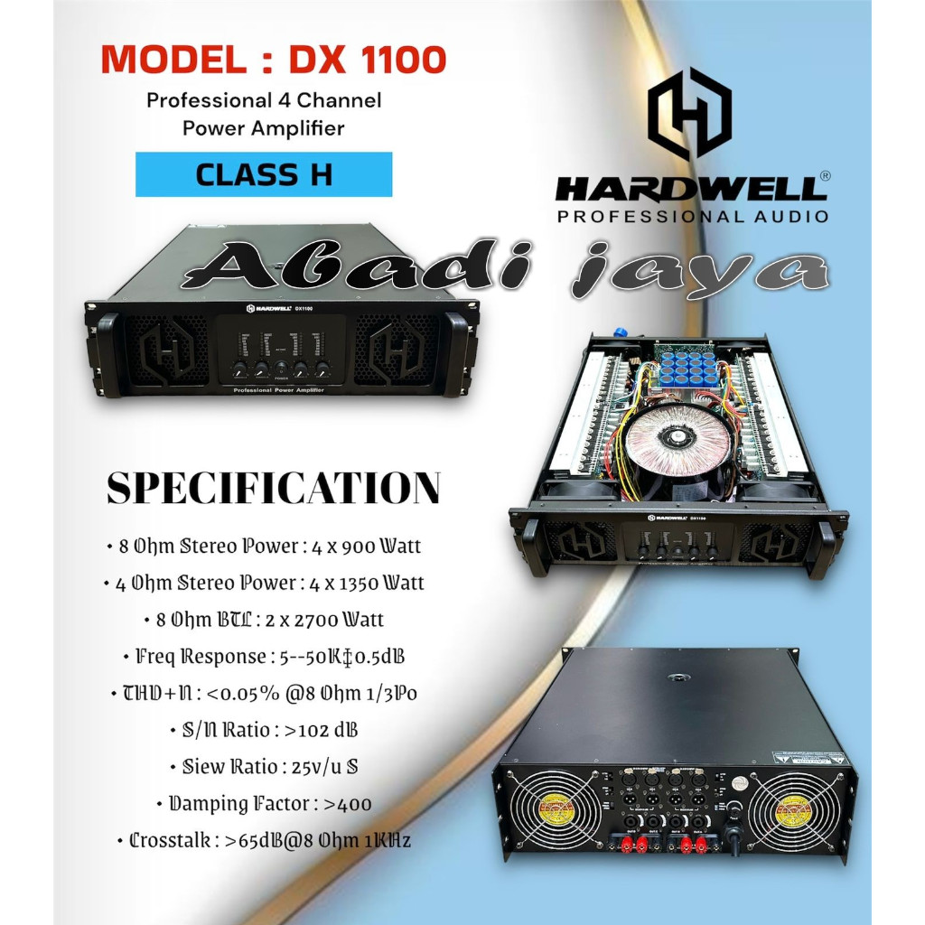 power hardwell dx1100 / dx 1100 CLASS H 4 CHANNEL 900 X 4 ORIGINAL