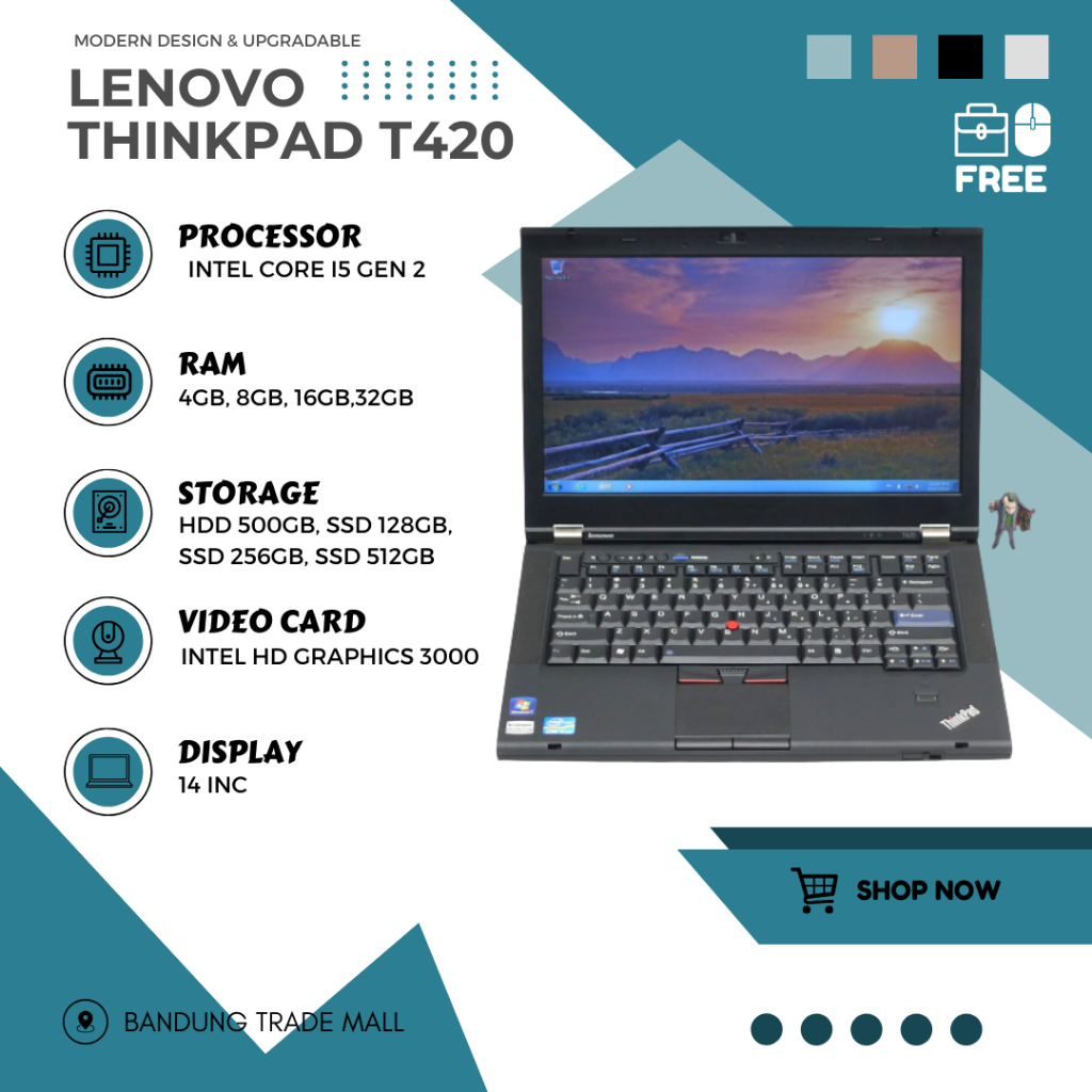 Laptop Murah Lenovo ThinkPad T420 Core i5 Ram 8Gb SSD 256Gb Original