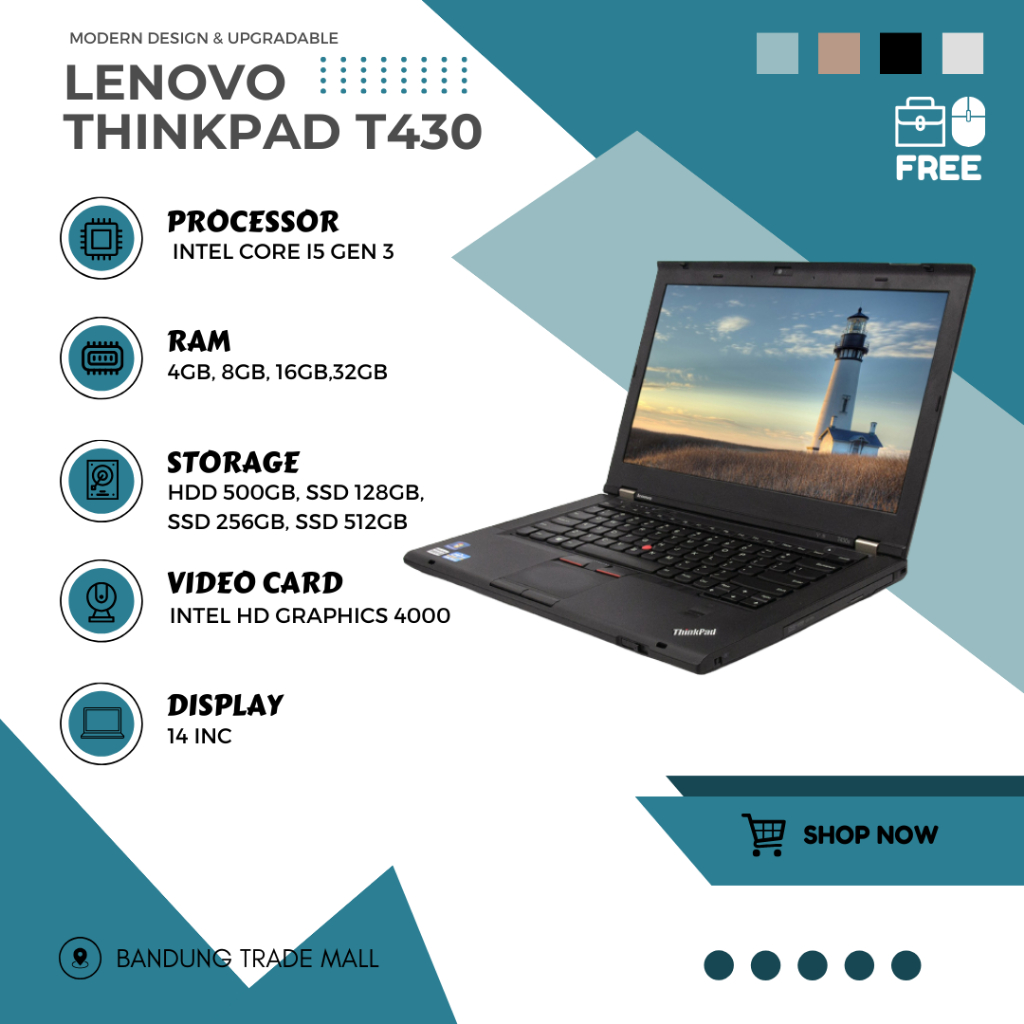 Laptop Lenovo ThinkPad T430 Core i5 Ram 8Gb SSD 256Gb - Second Original