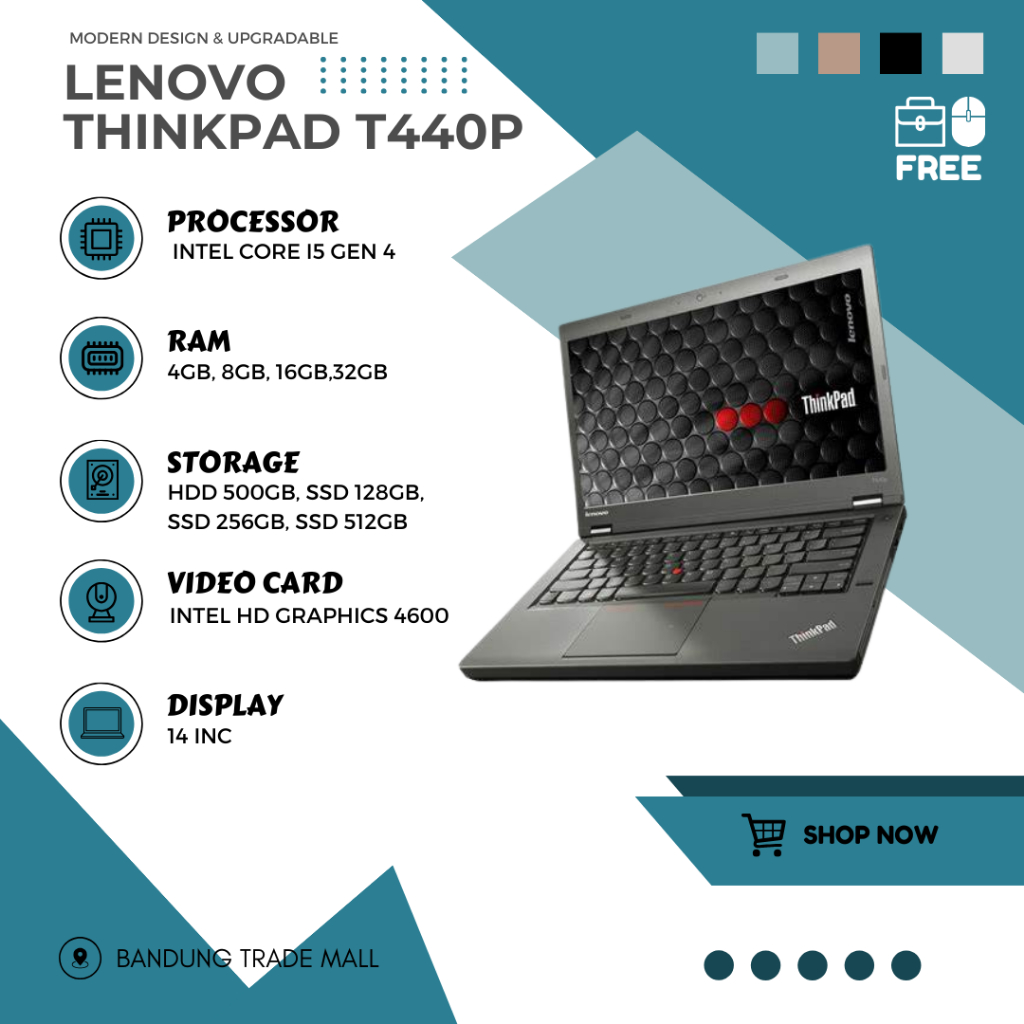 Laptop Lenovo ThinkPad T440P Core i5 RAM 8GB SSD 512GB