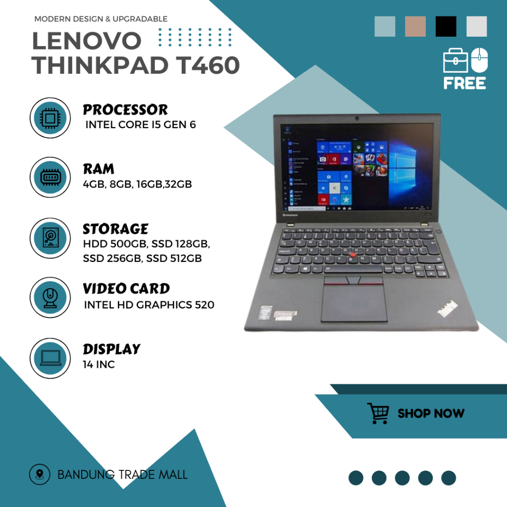 Laptop Lenovo ThinkPad T460 Core i5 Gent 6 Ram 8Gb SSD 256Gb Original