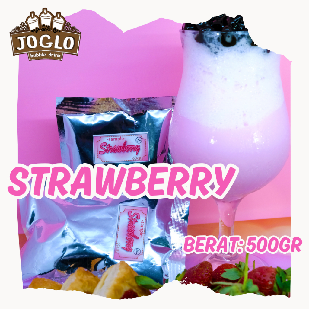 

BUBUK MINUMAN STRAWBERRY 500gr | STRAWBERRY POWDER 500gr | JOGLO BUBBLE DRINK