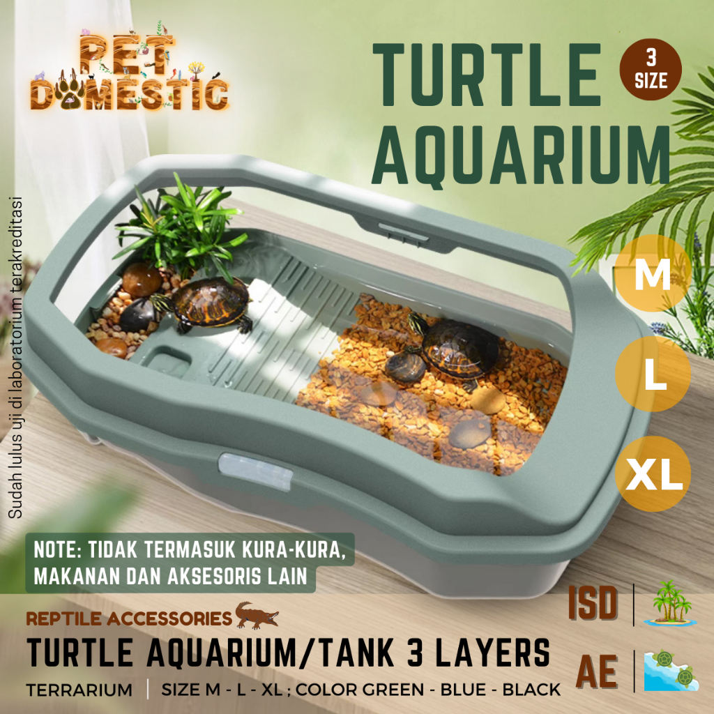 TURTLE TANK SIZE M & L KANDANG SET FILTER TEMPAT BAK EMBER RUMAH AKUARIUM AQUARIUM KURA KURA AIR BRA