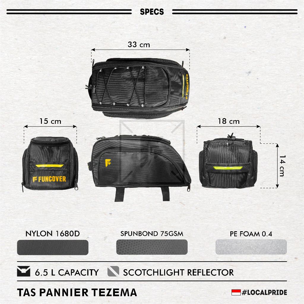 Tas Motor Jok Belakang Touring Box Pannier Tailbag TEZEMA by Funcover