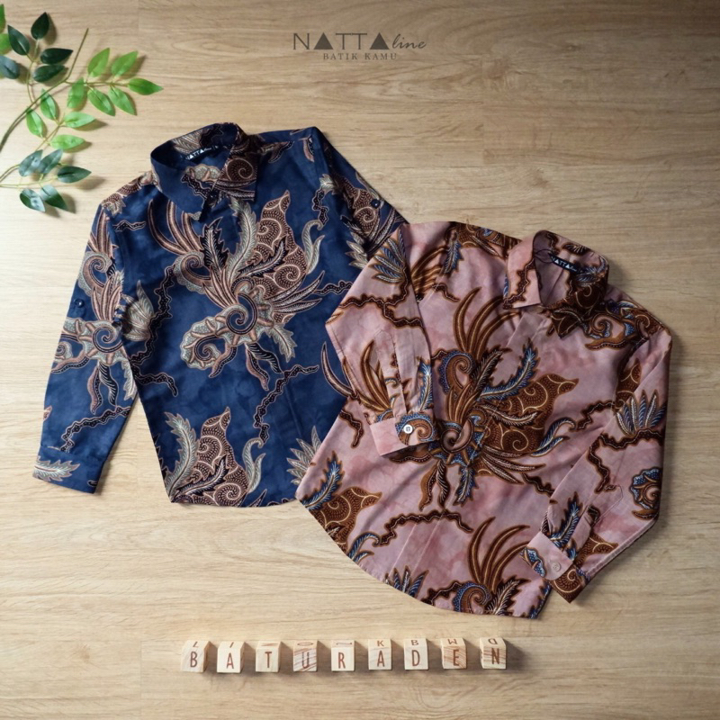NATTALINE Kemeja Batik Couple Ayah Anak Baturaden Navy Dusty Pink