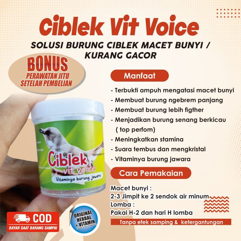 Ciblek vit voice_vitamin penggacor ciblek/ciwah,menjadikan burung top perfom