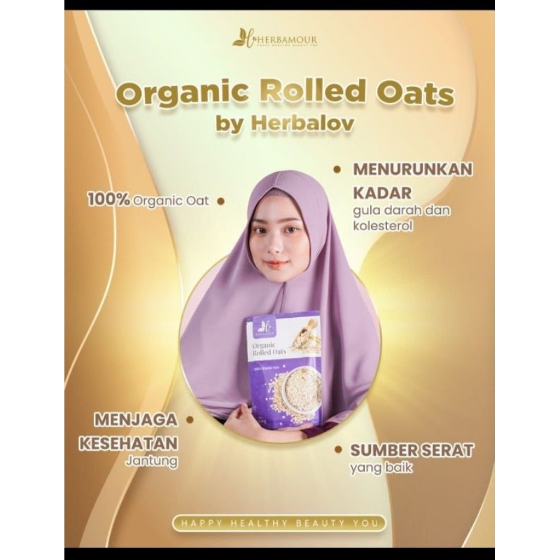 

oat organik, rolled oat organik tinggi serat, oatmeal gandum sehat by herbamour