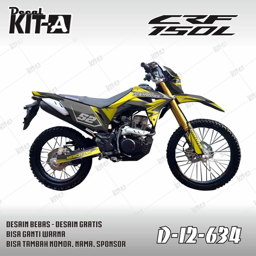 Decal CRF 150 L full body WARNA ABU KUNING D-I2-634