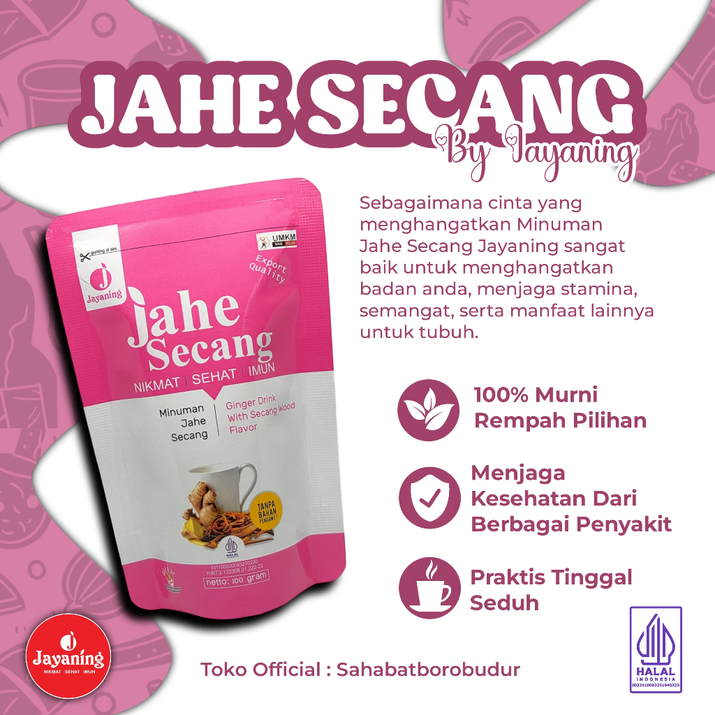 

Wedang Jahe Secang Bubuk Instan Asli Murni Jayaning 100gr