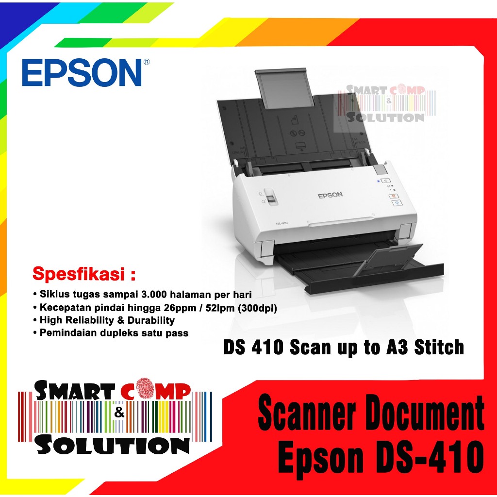 Scanner Document Epson DS-410 / DS410 / DS 410 Scan up to A3 Stitch