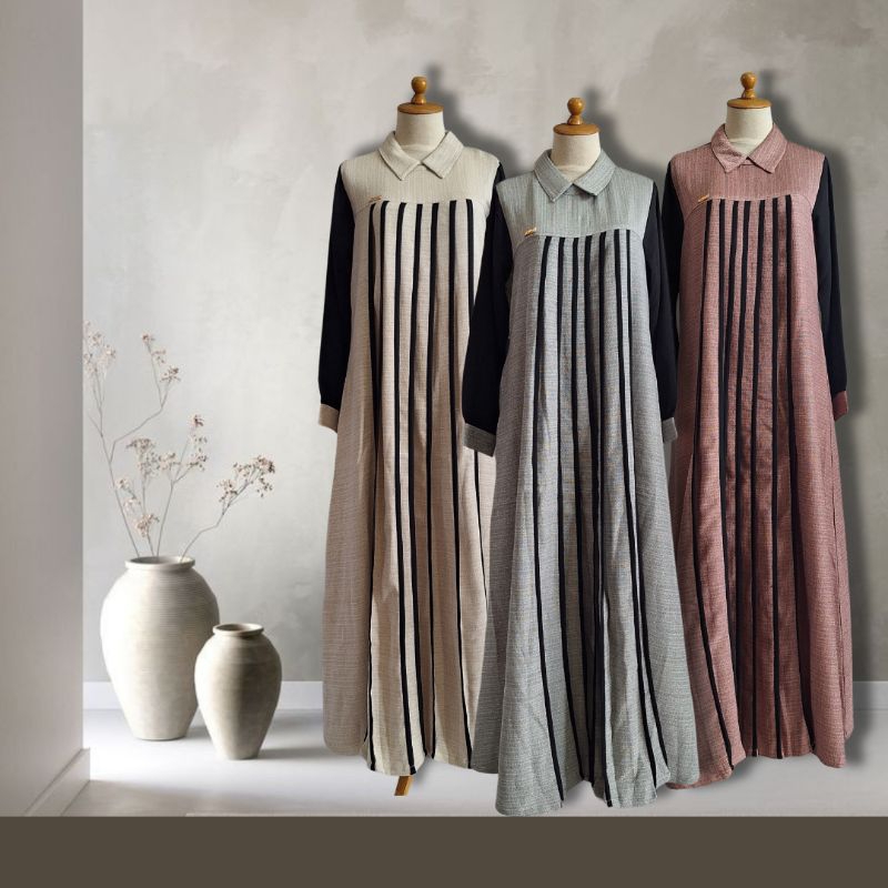 Dress muslimah terbaru gamis linen muslimah