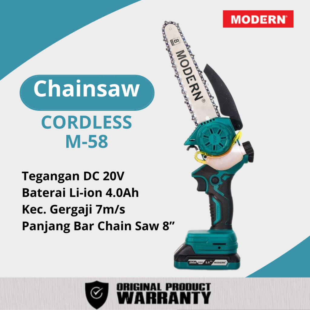 Chainsaw Cordless MODERN M58 Gergaji Baterai