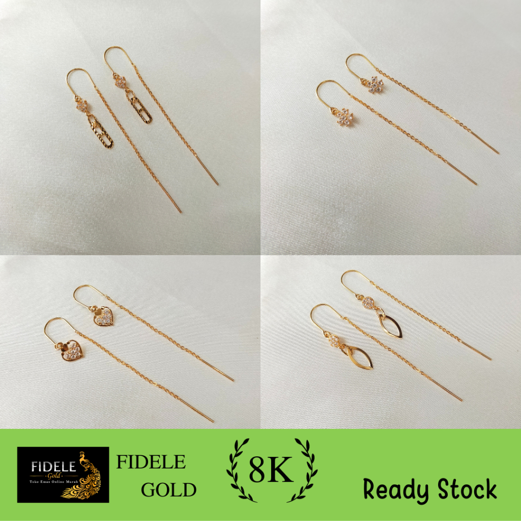 Anting tusuk tlusup malaysia juntai emas asli kadar muda 375 emas ringan 8k lestari