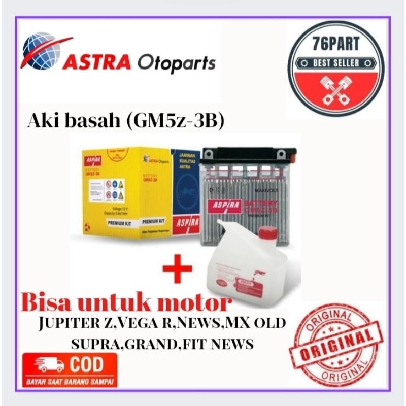 Aki Basah motor Mio Jupiter z Supra x grand (gm5z-3bm) Original Aspira Astra Otoparts