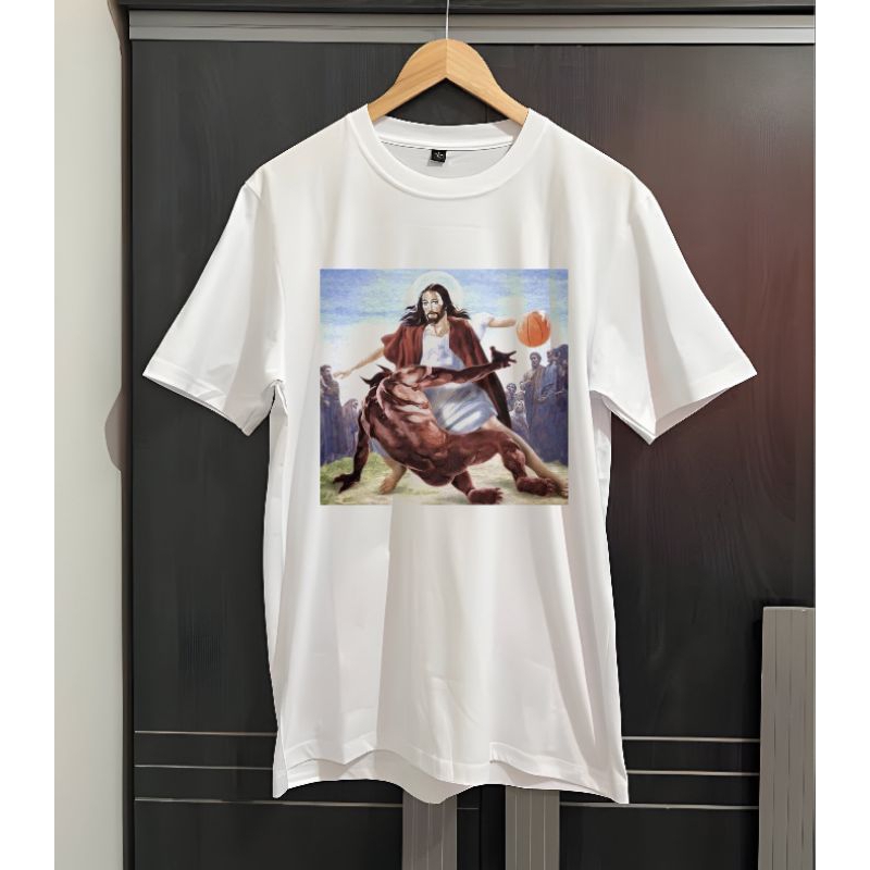 KAOS JESUS VS SATAN IN BASKETBALL kaos OVERSIZE kaos VINTAGE