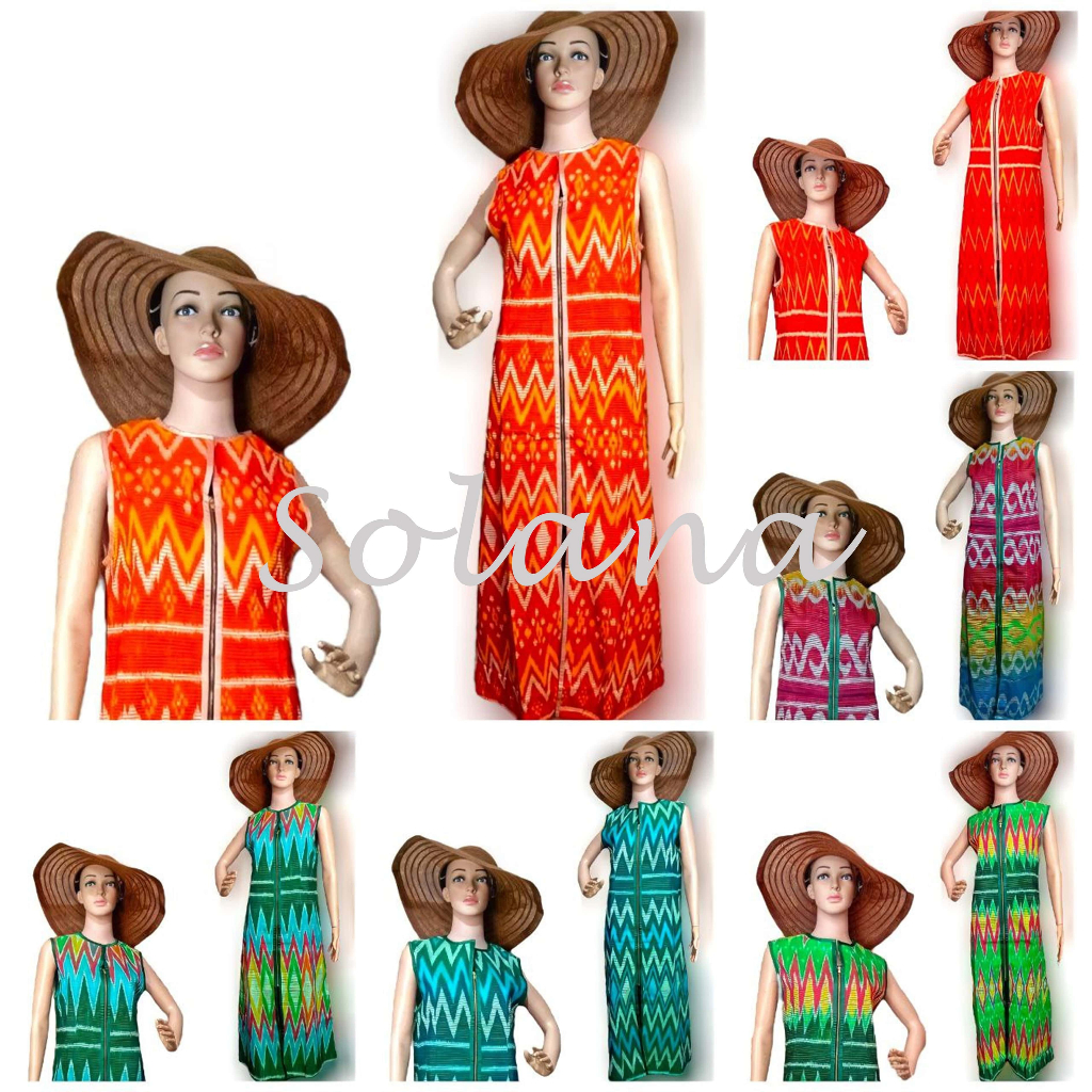 Solana 150502 Long Outer Tanpa Lengan Batik Tenun Jeporo bahan Tenun Lapis Trikot Jepang Tailor Zipp
