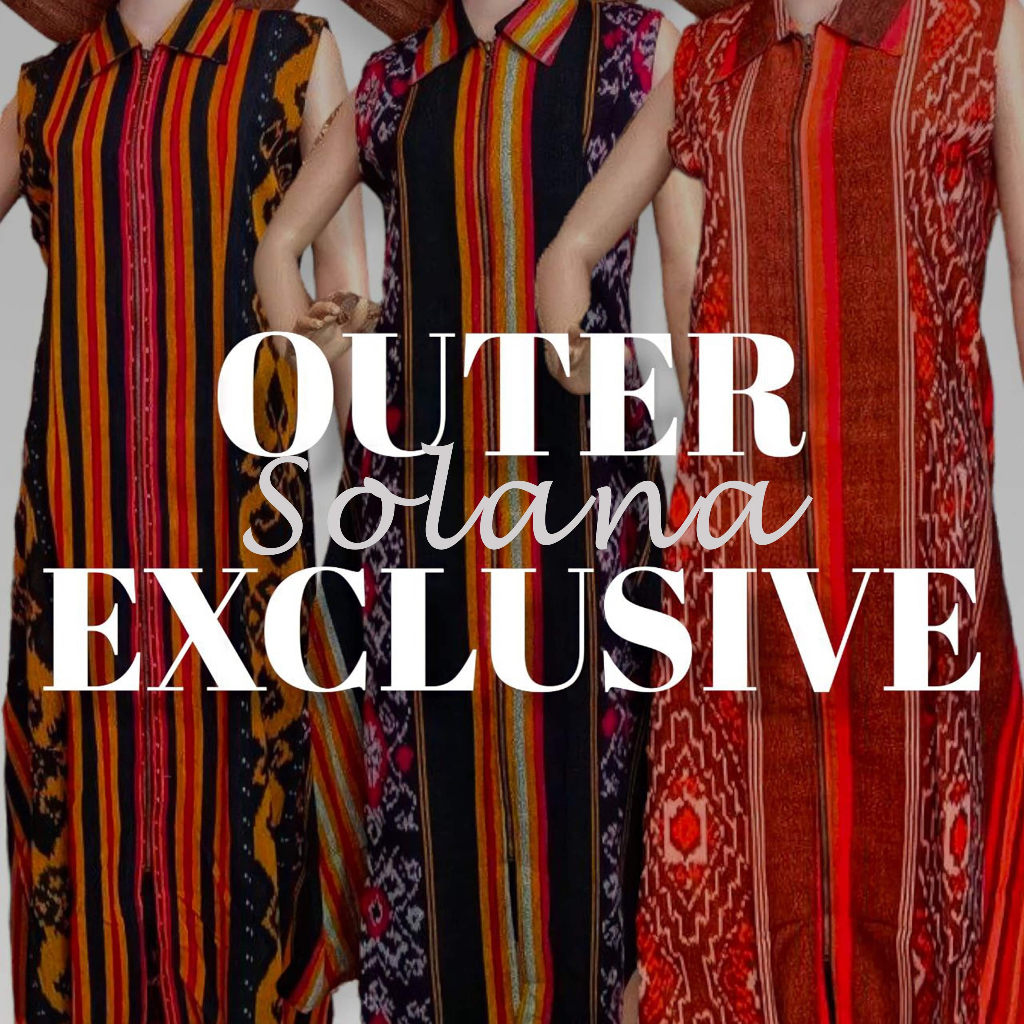 Solana 150701 Long Outer Tanpa Lengan Batik Tenun Songket bahan Songket Tailor Zipper Depan - S M L 