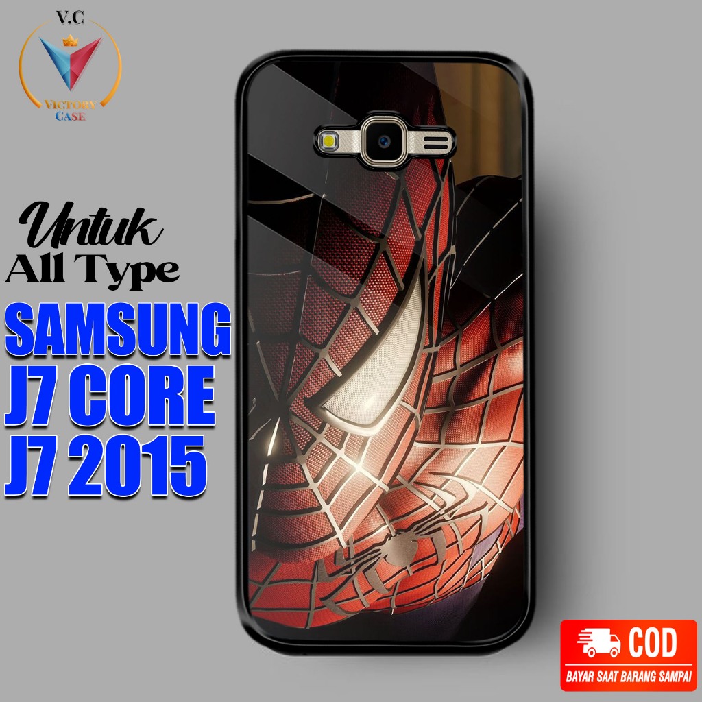 Case Hp Softcase glossy For SAMSUNG J7 CORE J7 2015 SPIDERMAN silikon Glass Casing Handphone Premium