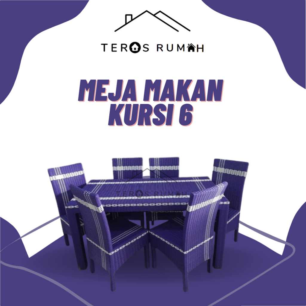 MEJA MAKAN KURSI 6 ROTAN SINTETIS BY TERAS RUMAH ROTAN