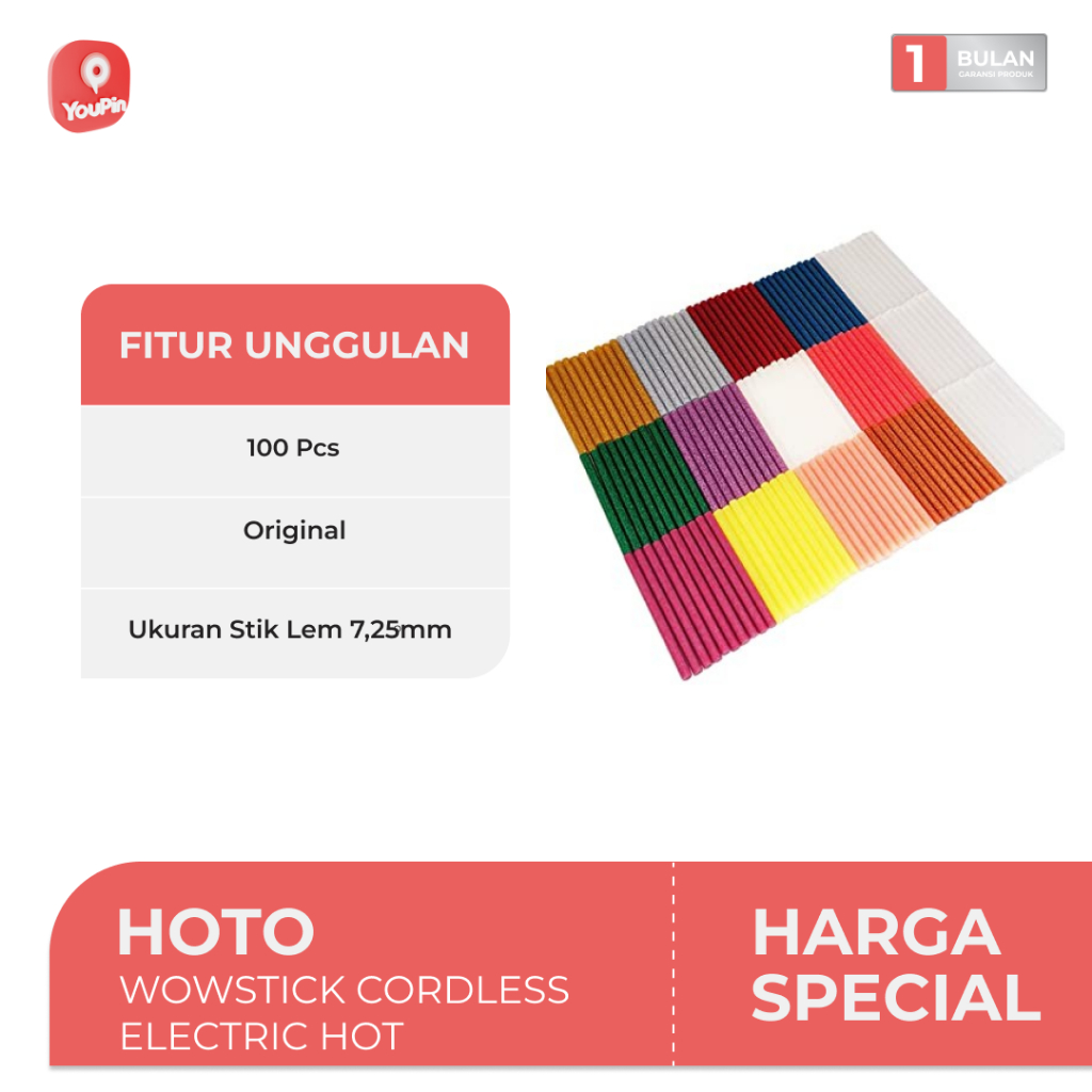 

Hoto Wowstick Cordless Electric Hot Melt Glue Pen Gluer Refil