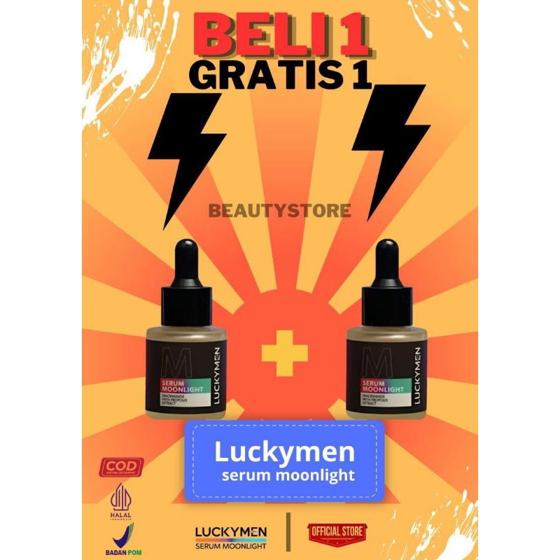 [ BELI 1 + GRATIS 1 ]LUCKYMEN Serum Moonlight -Mencerahkan dan Mengobati Jerawat / Mencerahkan Dan B