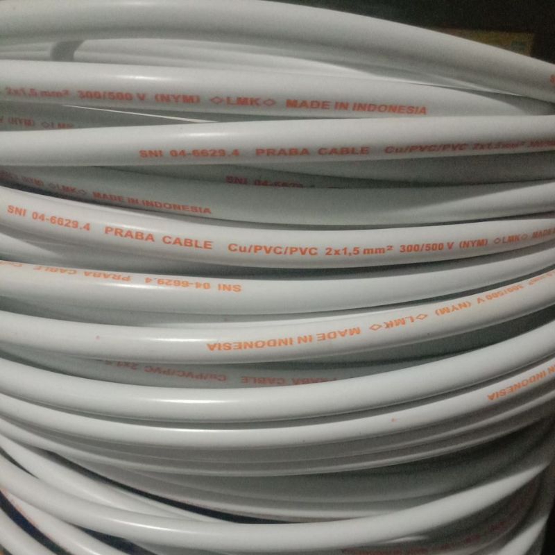 kabel praba nym 2x1,5 mm jual permeter